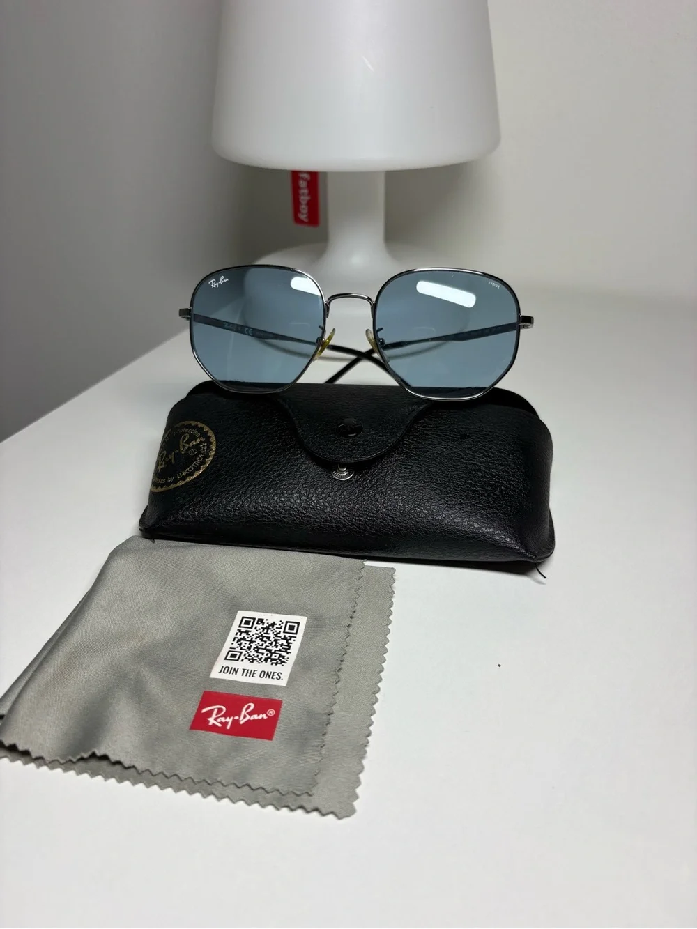 Ray-Ban Silver Frame Sunglasses with Blue Lenses